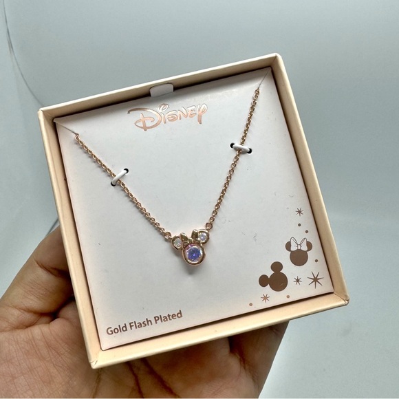 Disney Minnie Mouse Gold Flash Plated Necklace Rose Gold NEW - Picture 1 of 6